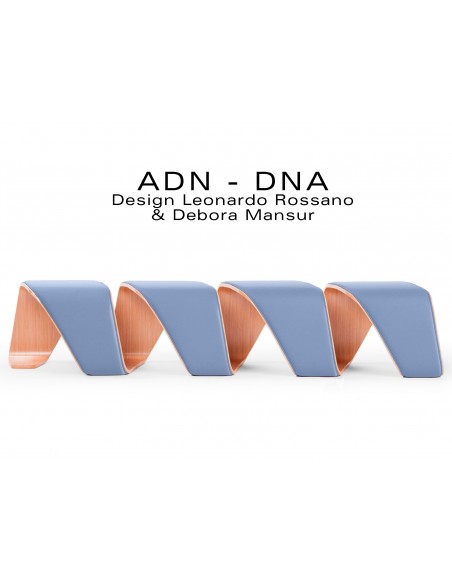 Banc d'attente 4 places - ADN finition tissu "Urban-Plus" 100% polyester, couleur bleu Metropolis