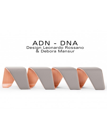 Banc d'attente 4 places - ADN finition tissu "Urban-Plus" 100% polyester, couleur gris Sidewalk.