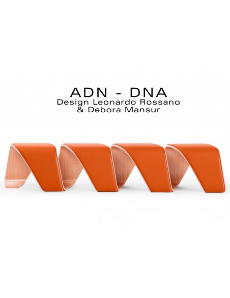 Banc d'attente 4 places - ADN finition tissu "Urban-Plus" 100% polyester, couleur orange Highrise.
