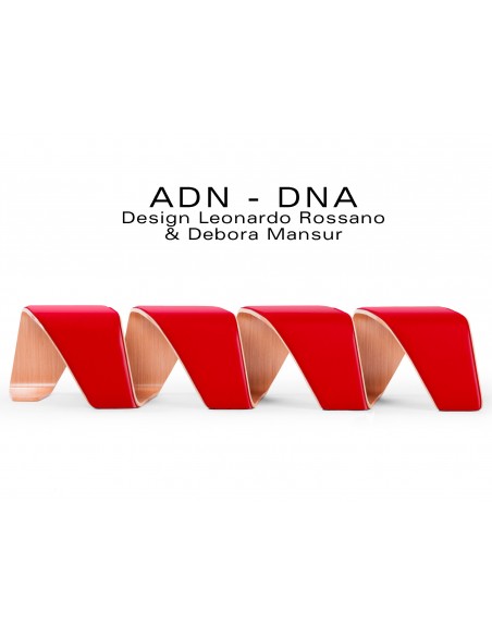 Banc d'attente 4 places - ADN finition tissu "Urban-Plus" 100% polyester, couleur rouge Congestion.
