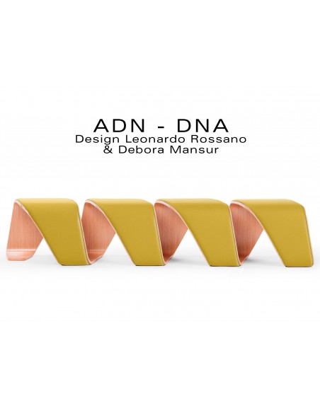 Banc d'attente 4 places - ADN finition tissu "Blazer" 100% laine, couleur jaune Dunhurst.