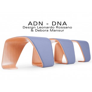 Banc d'attente 3 places - ADN finition tissu "Urban" 100% polyester, couleur lavande Metropolis.