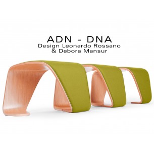 Banc d'attente 3 places - ADN finition tissu "Blazer" 100% laine, couleur kaki Ulster.