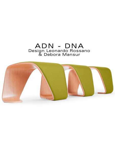 Banc d'attente 3 places - ADN finition tissu "Blazer" 100% laine, couleur kaki Ulster.