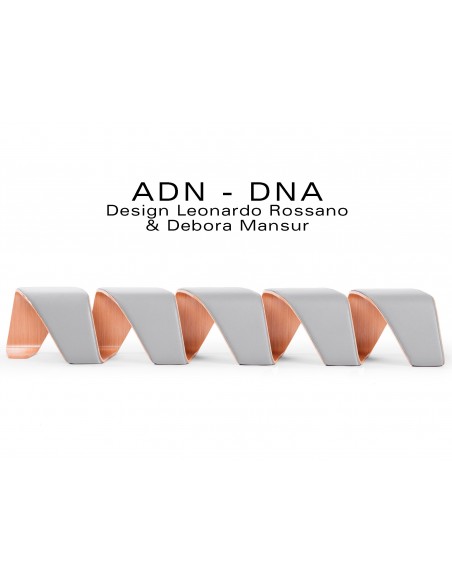 Banc d'attente 5 places - ADN finition tissu "Urban Plus" 100% polyester, couleur gris Sidewalk.