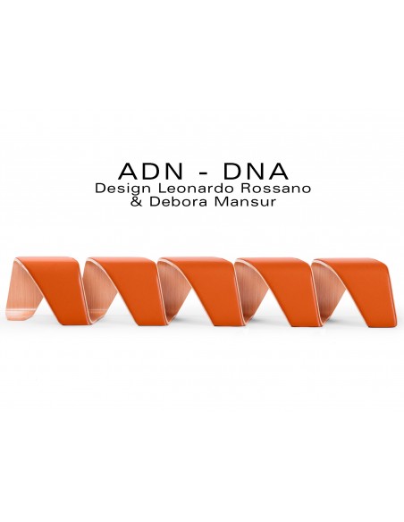 Banc d'attente 5 places - ADN finition tissu "Urban Plus" 100% polyester, couleur orange Highrise.