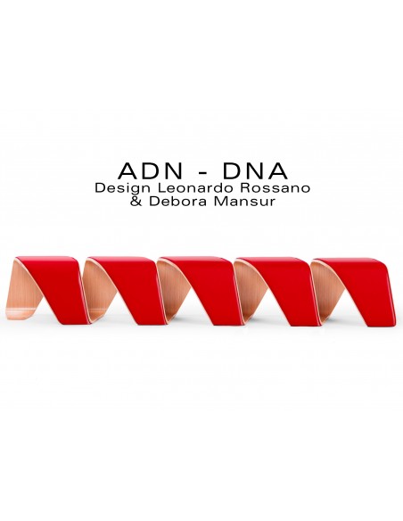 Banc d'attente 5 places - ADN finition tissu "Urban Plus" 100% polyester, couleur rouge Congestion.