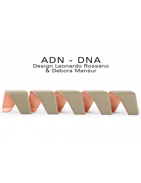 Banc d'attente 5 places - ADN finition tissu "Urban Plus" 100% polyester, couleur taupe District.