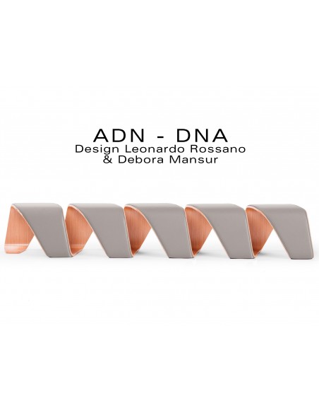 Banc d'attente 5 places - ADN finition tissu "Urban Plus" 100% polyester, couleur gris terre Curb.