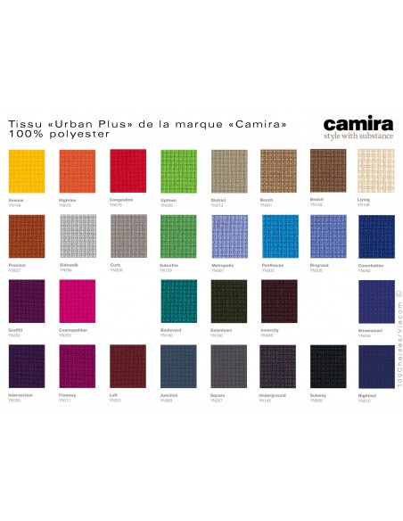 Habillage collection "Urban Plus" du fabricant Camira, tissu 100% polyester, couleur au choix.