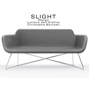 Canapé 2 places 100% laine SLIGHT piétement chromé, tissu gris foncé Aberlour.