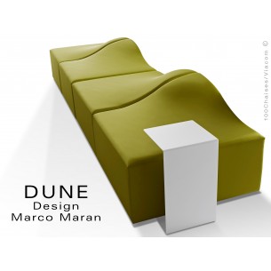 Banquette modulable DUNE-4 assise cuir synthétique couleur kaki 312, structure bois