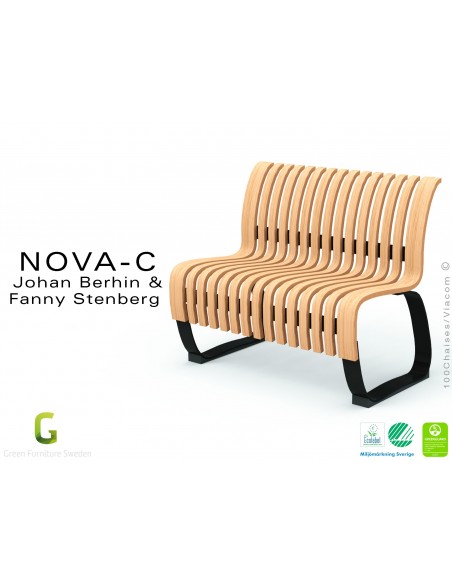Banc NOVA module droit assise bois Bouleau naturel, structure métal - 4 modules