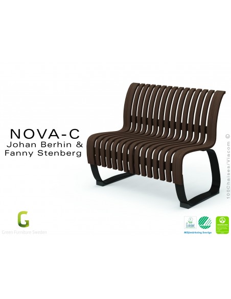 Banc NOVA module droit assise bois vernis wengé, structure métal - 4 modules