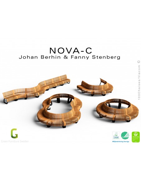 Exemple module ou ensemble, banc NOVA assise bois structure métal - 4 modules
