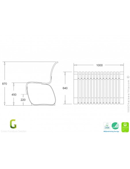 Banc NOVA module droit assise bois structure métal - 4 modules