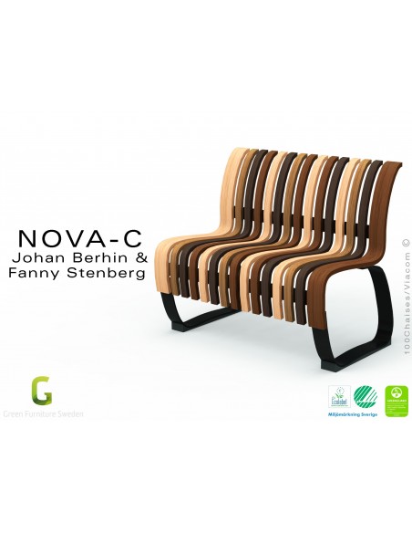 Banc NOVA module droit assise bois mix (mélange), structure métal - 4 modules