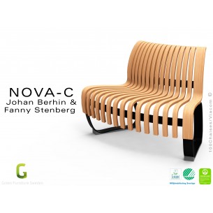 Banc NOVA module convexe 45°, assise bois teinté naturel, structure métal - 4 modules