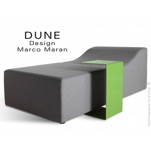 Banquette modulable DUNE-2 assise 100% laine couleur gris, structure bois avec tablette.