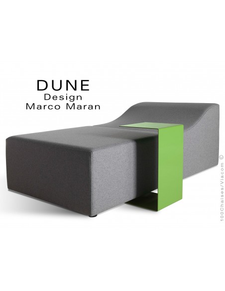Banquette modulable DUNE-2 assise 100% laine couleur gris, structure bois avec tablette.