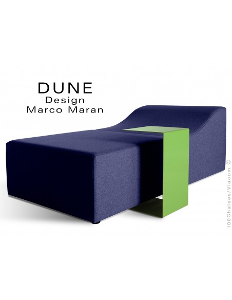Banquette modulable DUNE-2 assise 100% laine couleur prune 117, structure bois avec tablette.