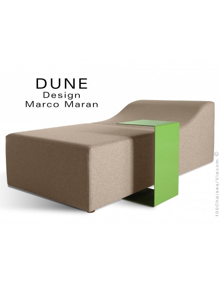 Banquette modulable DUNE-2 assise 100% laine couleur sable 103, structure bois avec tablette.