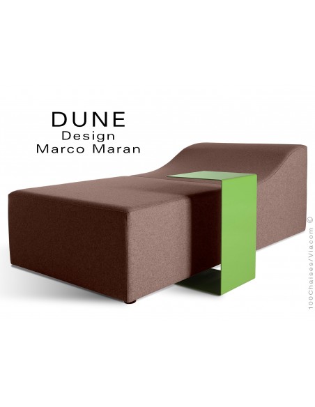 Banquette modulable DUNE-2 assise 100% laine couleur terre 104, structure bois avec tablette.