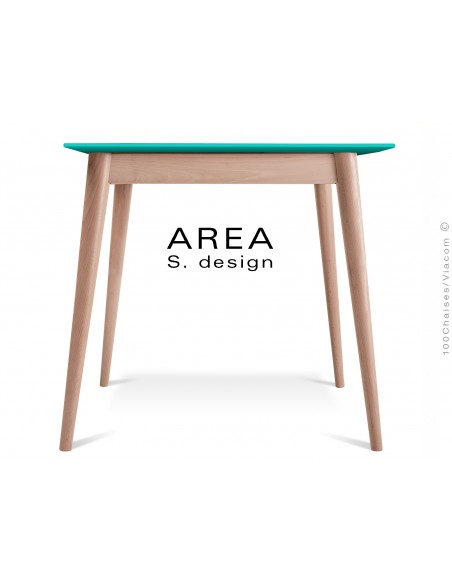 Table carré en bois de hêtre "AREA" plateau MDF finition couleur vert