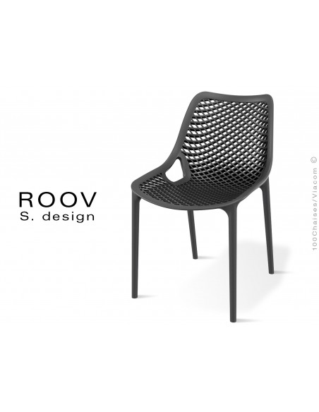 Chaise ROOV plastique pour extérieur, bar, restaurant, jardin, couleur noir