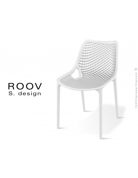 Chaise ROOV plastique pour extérieur, bar, restaurant, jardin, couleur blanche