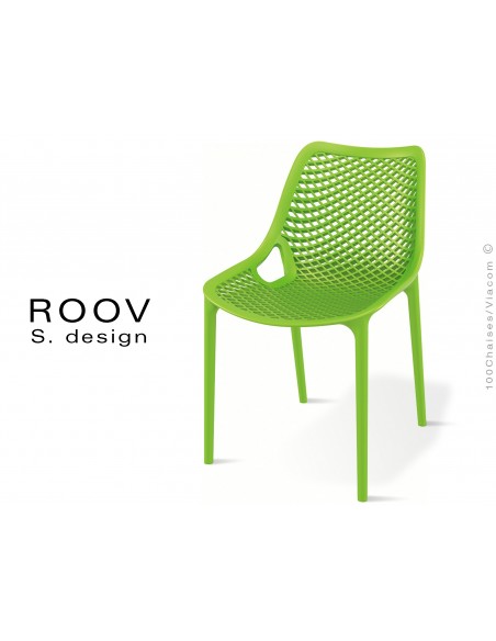 Chaise ROOV plastique pour extérieur, bar, restaurant, jardin, couleur verte
