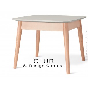 Petite table CLUB en bois de hêtre plateau MDF fintion couleur blanc cassé
