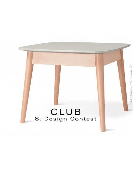Petite table CLUB en bois de hêtre plateau MDF fintion couleur blanc cassé
