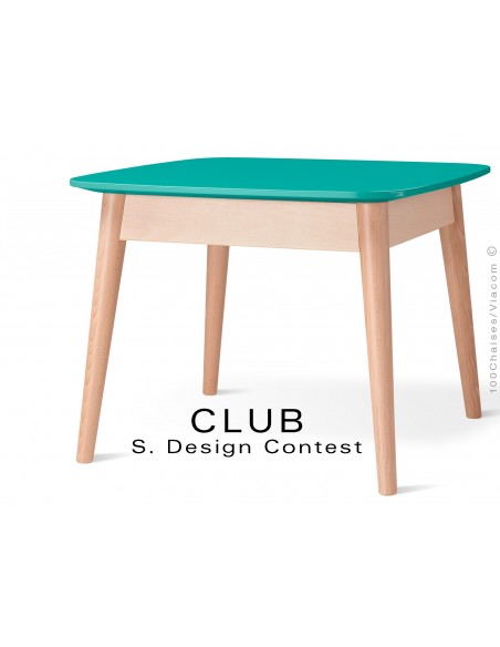 Petite table CLUB en bois de hêtre plateau MDF fintion couleur vert