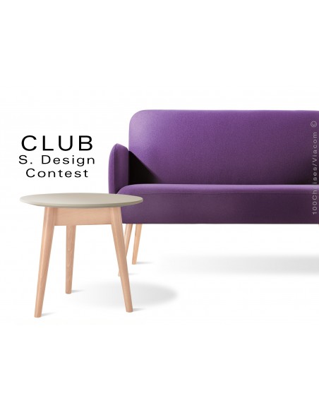 Petite table ronde CLUB en bois de hêtre plateau MDF fintion couleur au choix