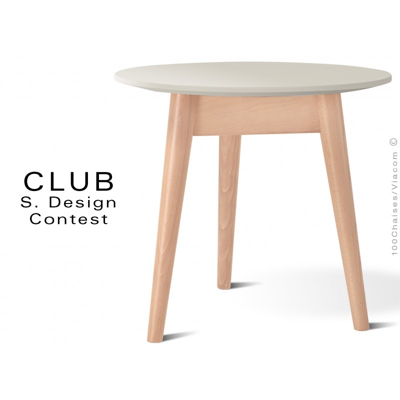 Petite table ronde CLUB en bois de hêtre plateau MDF fintion couleur blanc cassé
