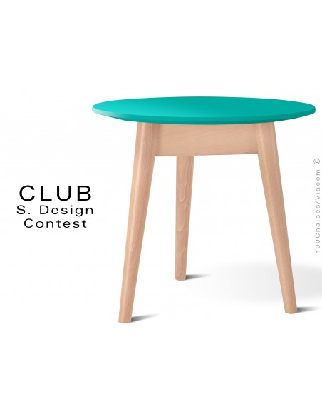 Petite table ronde CLUB en bois de hêtre plateau MDF fintion couleur vert