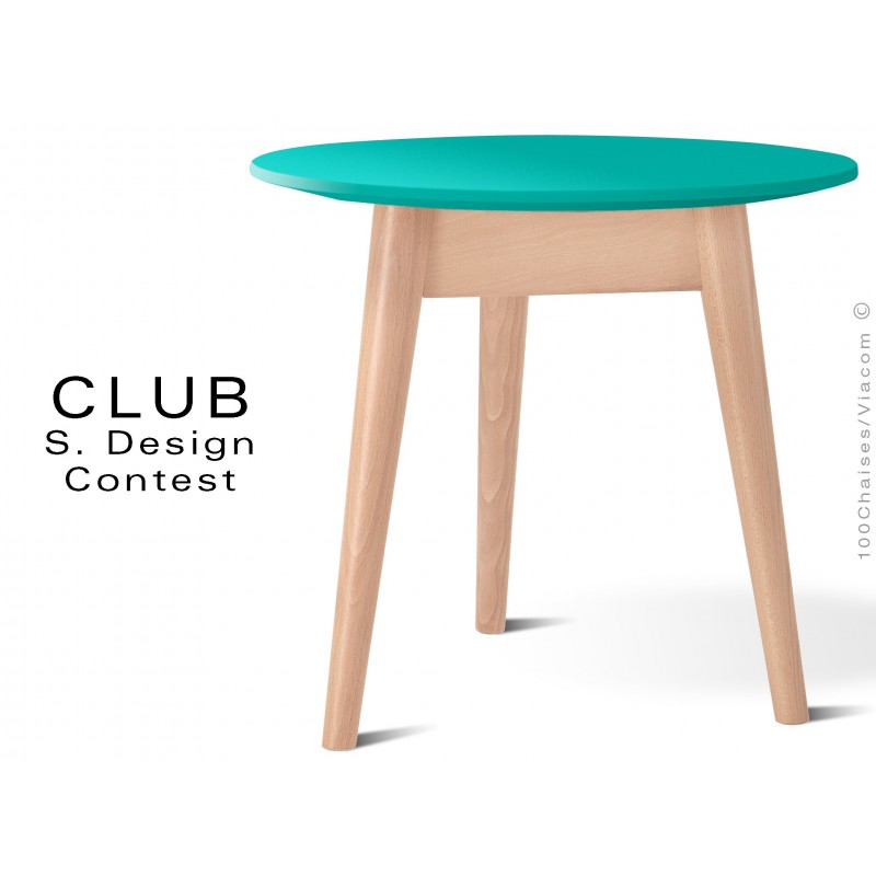 Petite table ronde CLUB en bois de hêtre plateau MDF fintion couleur vert