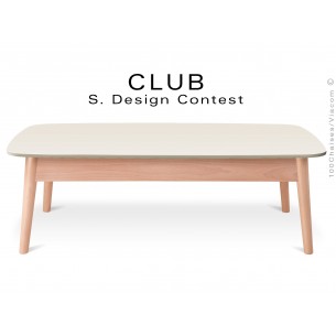 Petite table rectangulaire CLUB en bois de hêtre plateau MDF fintion couleur blanc cassé