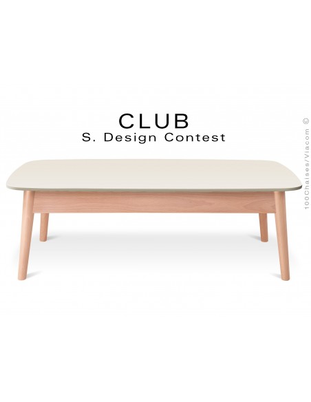 Petite table rectangulaire CLUB en bois de hêtre plateau MDF fintion couleur blanc cassé