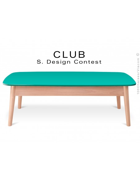Petite table rectangulaire CLUB en bois de hêtre plateau MDF fintion couleur vert