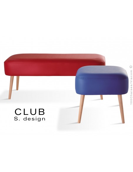 Pouf ou repose-pieds rond CLUB assise capitonnée habillage cuir synthétique