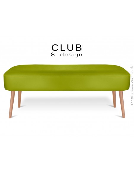 Pouf ou repose-pieds rectangulaire CLUB assise capitonnée habillage cuir synthétique, couleur vert