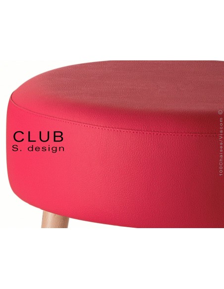 Pouf ou repose-pieds rond CLUB assise capitonnée habillage cuir synthétique