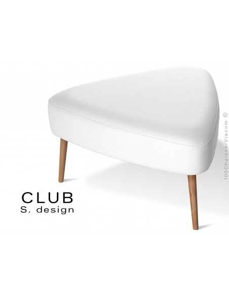 Pouf ou repose-pieds triangulaire CLUB assise capitonnée habillage cuir synthétique, couleur blanc