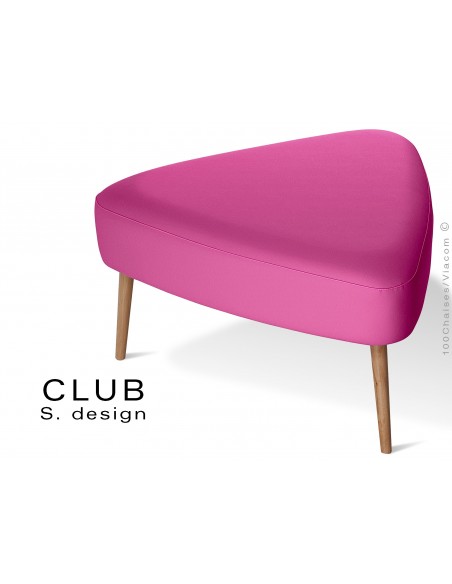 Pouf ou repose-pieds triangulaire CLUB assise capitonnée habillage cuir synthétique, couleur rose