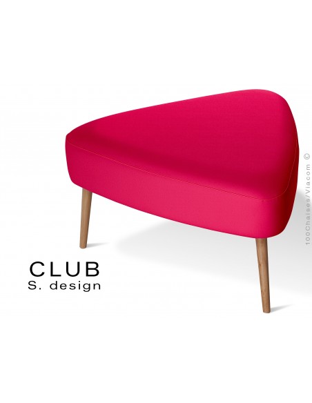 Pouf ou repose-pieds triangulaire CLUB assise capitonnée habillage cuir synthétique, couleur rouge