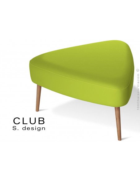 Pouf ou repose-pieds triangulaire CLUB assise capitonnée habillage cuir synthétique, couleur vert