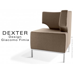 Banquette d'angle modulable DEXTER assise et dossier garnis habillage feutre couleur sable