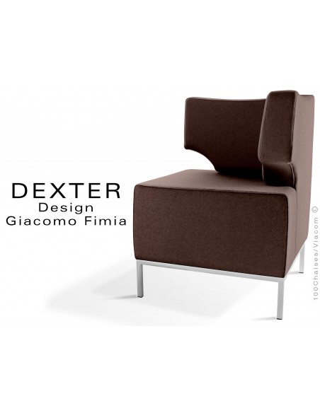 Banquette d'angle modulable DEXTER assise et dossier garnis habillage feutre couleur terre